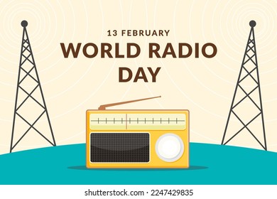 flat design world radio day background illustration