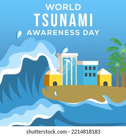 flat design world tsunami awareness day illustration
