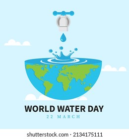 Flat design world water day illustration premium vector