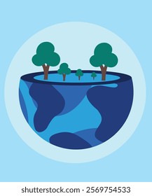 Flat Design World Water Day Illustration with Earth and Tree