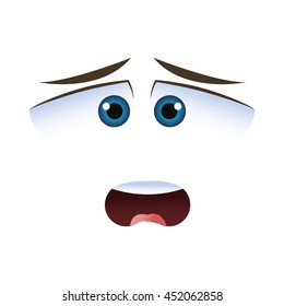 flat design worried emoticon face icons vector illustration