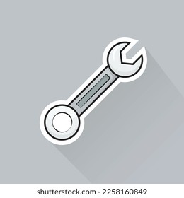 Diseño plano de la llave inglesa, se puede usar como pegatina, logotipo y afiche