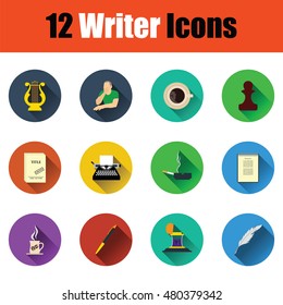 Flat design writer icon set in ui colors. Vector illustration.