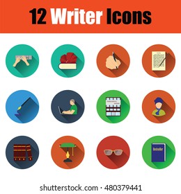 Flat design writer icon set in ui colors. Vector illustration.