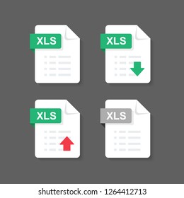 Flat design with XLS files download document,icon,symbol set, vector design element illustration