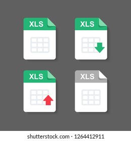 Flat design with XLS files download document,icon,symbol set, vector design element illustration