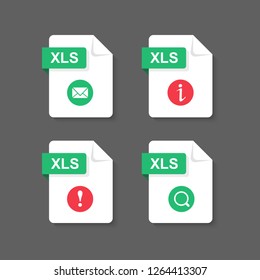 Flat design with XLS files download document,icon,symbol set, vector design element illustration