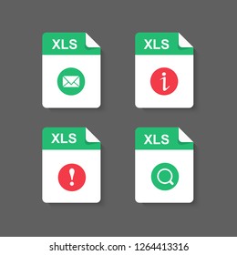 Flat design with XLS files download document,icon,symbol set, vector design element illustration
