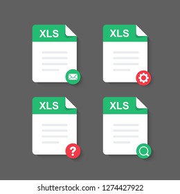 Flat design with XLS files download document,icon,symbol set, vector design element illustration
