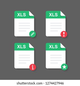 Flat design with XLS files download document,icon,symbol set, vector design element illustration