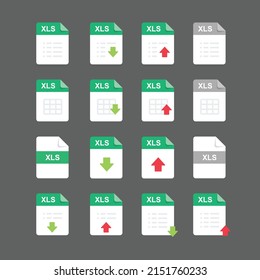Flat design with XLS files icon set ,symbol set, vector design element illustration