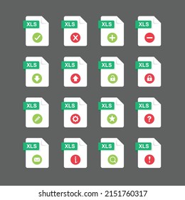 Flat design with XLS files icon set ,symbol set, vector design element illustration