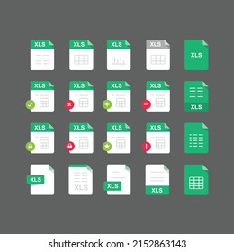 Flat design with XLS files icon set ,symbol set, vector design element illustration