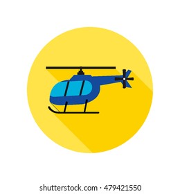 flat design yellow circle with dark blue helicopter icon on it