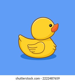 Flat Design Yellow Duck Cartoon Illustration