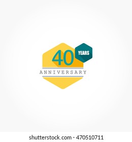 flat design yellow hexagon anniversary logo vector