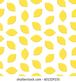 Flat design yellow lemons seamless pattern background.
