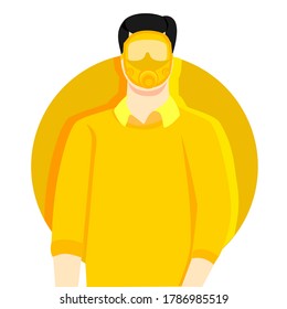 flat design of yellow mask with circle