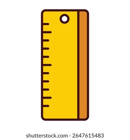 Flat design yellow ruler icon isolated on white background.