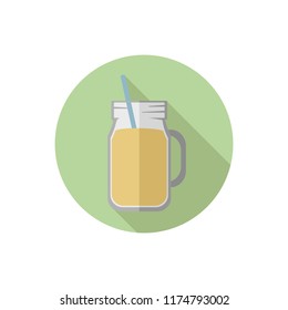 Flat design yellow smoothie in mason jar