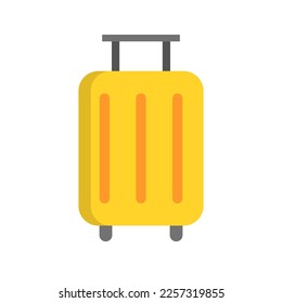 Flat design yellow suitcase icon. Vector.