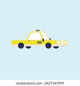 Flat Design Yellow Taxi: Urban Transportation Concept