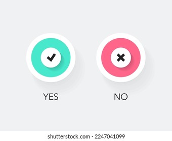 Flat design of yes or no voting buttons. Simple marks graphic design for web or presentation.