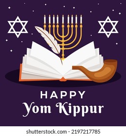 flat design yom kippur celebrate illustration