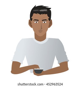 flat design young man with cellphone icon vector illustration