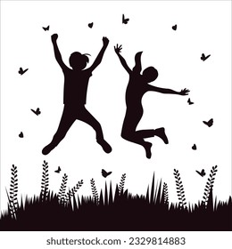 Flat design young people having fun waving hand flat vector illustration. Smiling man and woman on white background.