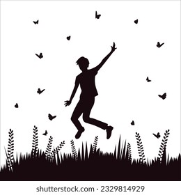 Flat design young people having fun waving hand flat vector illustration. Smiling man and woman on white background.