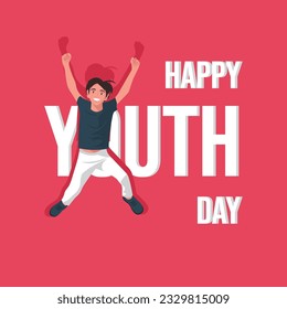 Flat design young people having fun waving hand flat vector illustration. Smiling man and woman on white background.