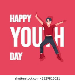 Flat design young people having fun waving hand flat vector illustration. Smiling man and woman on white background.