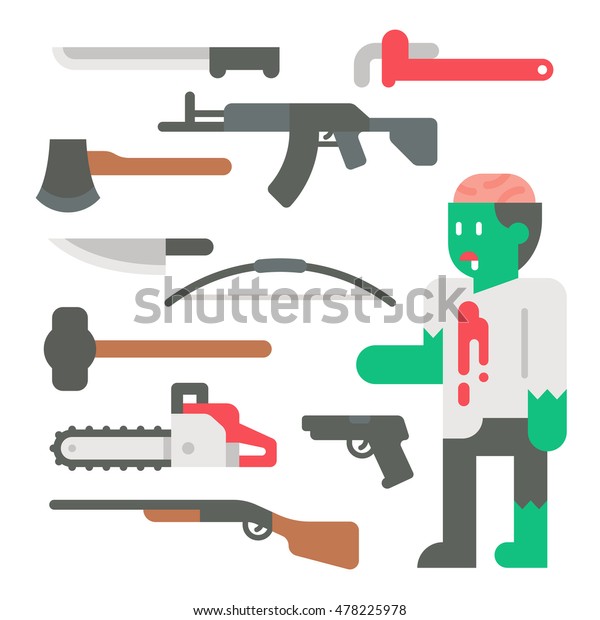 Flat Design Zombie Apocalypse Item Set Stock Vector (Royalty Free ...