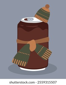 Flat DesignCozy Time Illustration with Can and Scarf, Hat