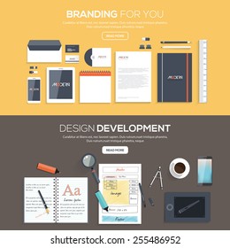Flat designed banners for Branding for you and Design development. Vector