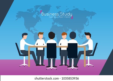 Flat designed banners for business meeting, successful career and brainstorming in flat style. Vector illustration. Copy space.