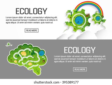 Flat designed banners for ecology. vector