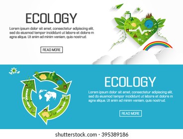 Flat designed banners for ecology. vector