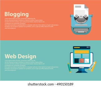 Flat designed banners for graphic design, web design and blogging. Vector