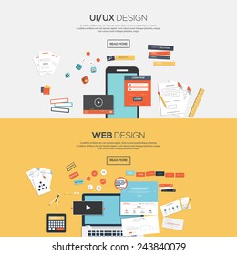 Flat designed banners for ui-ux design andweb design. Vector