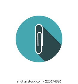 Flat designed clip with long shadow. Office concept. Business