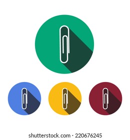 Flat designed colorful set of clips with long shadow. Office concept. Business