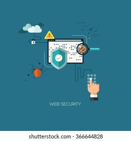 Flat designed concept illustration template for web security. Design elements for web and mobile applications, infographics and workflow layout