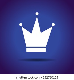 Flat designed crown icon on blue background