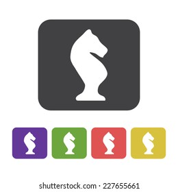 Flat designed hand drawn chess icon in different colors. Business concept. Idea. Logic. Strategy