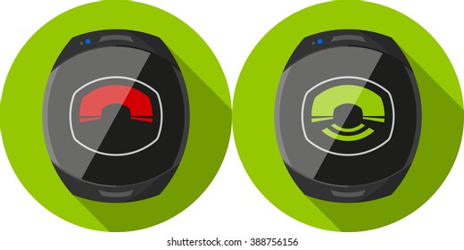 Flat designed illustration of mobile phone with set of icons on a desktop. Original tube style. Perfect for businesses and independent projects.