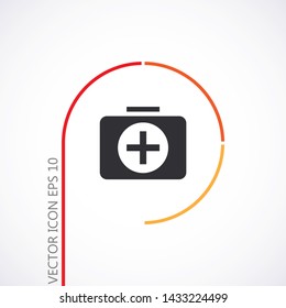 Flat designed medicine chest Vector icon . Lorem Ipsum Illustration design
