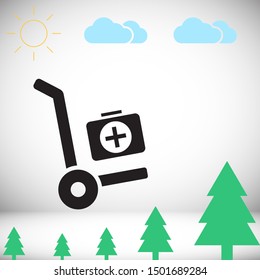 Flat designed medicine chest Vector icon . Lorem Ipsum Illustration design