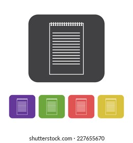 Flat designed notebook icon in different colors. Business concept. Idea. Logic